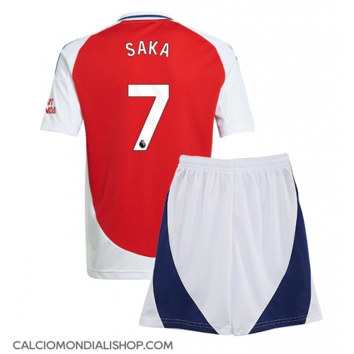 Maglie da calcio Arsenal Bukayo Saka #7 Prima Maglia Bambino 2024-25 Manica Corta (+ Pantaloni corti)